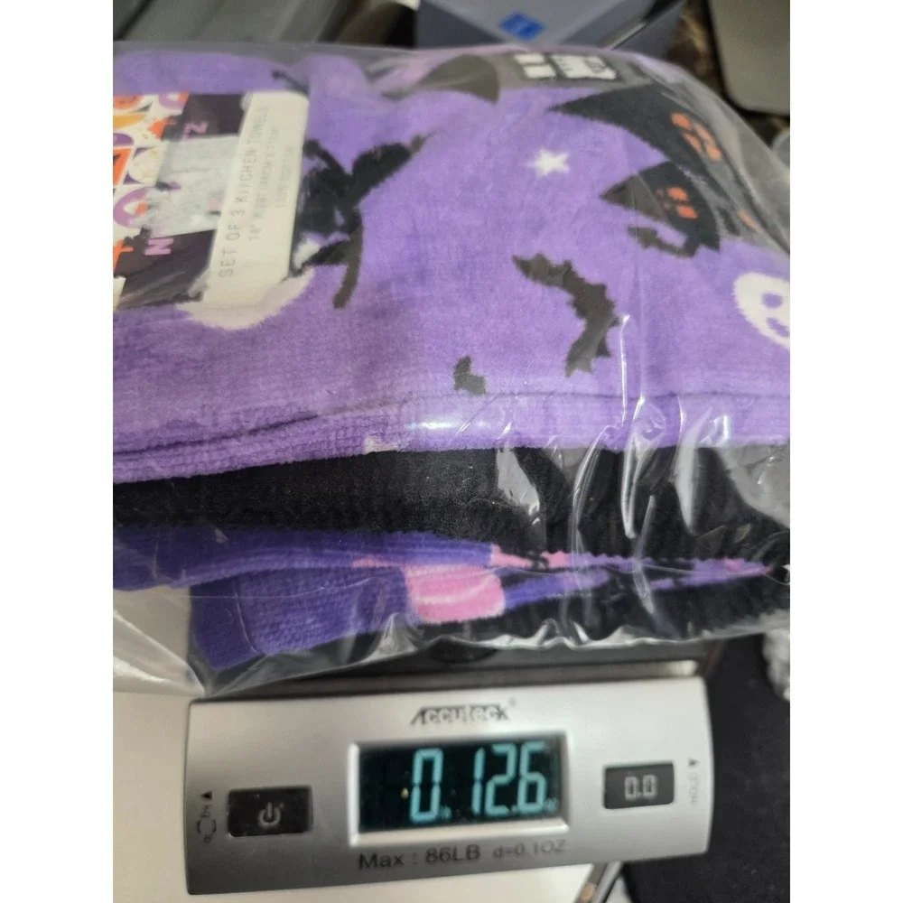 Halloween Haunted House Kitchen Towels Set Purple Black Cotton Ghost Cat Bat